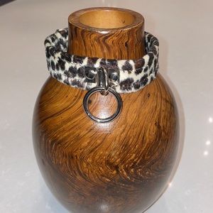 Fuzzy Leopard Print Dog Collar